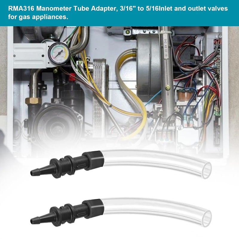 SuperDi RMA316 Manometer Tube Adapter,Pressure Tube Adapter Fitting,3/16 in. to 5/16 Manometer Fittings Adapter Fit for Fieldpiece Manometer Inlet and Outlet Valves on Various Models of Gas Appliances-2PCS - Image 4
